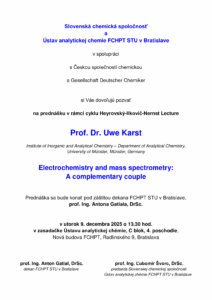 Read more about the article Prednáška prof. Dr. Uwe Karsta v rámci „Heyrovský – Ilkovič – Nernst Lecture 2025“