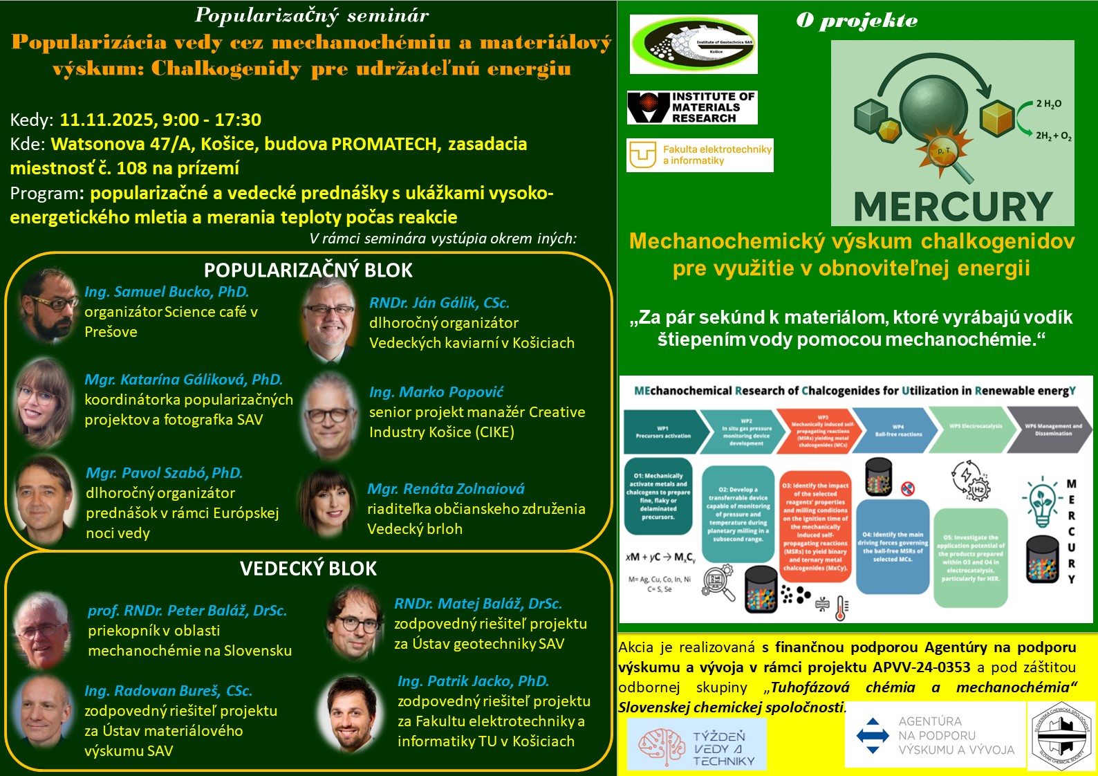 Read more about the article Veda pre udržateľnú energiu: Príďte na seminár o chalkogenidoch a mechanochémii v Košiciach!